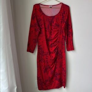 The Kit. Jamie Dress Cerise Complication Bamboo Blend Date Night Stretch Size XL